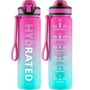 lot 65 image: QLUR Water Bottle with Straw, 32oz Motivational Water Bottles with Time Marker to Drink, Tritan BPA Free, 1L Sports Water Bottle with Carry Strap LeakProof for Women Gym Fitness Outdoor (1 Pack) - Retail $10