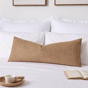 lot 803 image: Kevin Textile 14x36 Inch Long Lumbar Cover 1 Pack Soft Boucle Textured Decorative Waterproof Rectangle Cushion Elegant Accent Pillows for Couch Sofa Chair Bed Home Decor Indoor Outdoor Camel - Retail $28