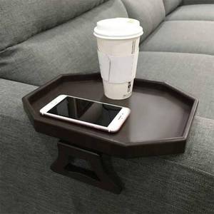 lot 804 image: Sofa Arm Clip Table, Armrest Tray Table, DrinksRemote ControlSnacks Holder �� (Platic, Brown) - Retail $19
