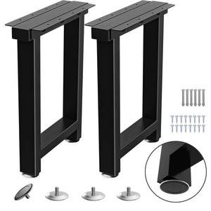 lot 807 image: TOCRETOARE Metal Table Legs Heavy Duty, 16H x 12W, Metal Furniture Legs for Dining Desk Bench and Coffee Table, Industrial Black DIY Iron Bench Legs, Set of 2 - Retail $34