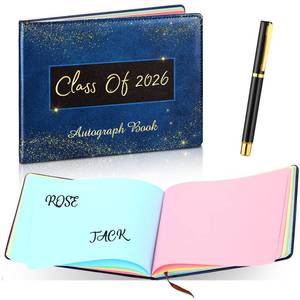 lot 813 image: Gueevin Graduation Guest Book Class of 2026 Party Autograph Book with Pen 96 Colorful Pages Blue and Gold Message Signatures for High School College 2026 Graduation Souvenirs, 8.3 x 5.9 Inch - Retail $2,153