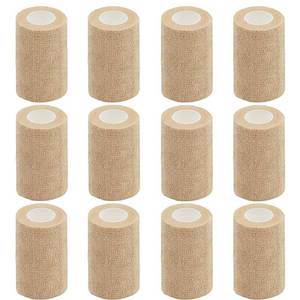 lot 820 image: Clooflar 12 Pack Self Adhesive Bandage Wrap,3 X 5 Yards Beige Elastic Cohesive Bandage for Sports,Wrist,Ankle,Vet Wrap,Grip Tape - Retail $10