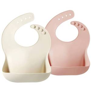 lot 828 image: PandaEar 2 Pack Silicone Baby Bibs for Girls, Waterproof Silicone Bibs with Food Catcher, Thick Adjustable Toddler Bibs Baby Food Bibs for Eating, Soft, Non Messy (Pink Tawny) - Retail $7