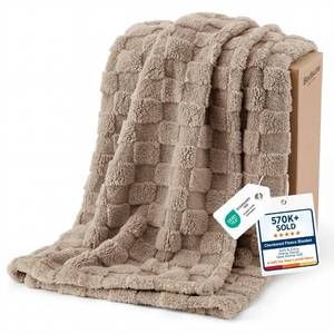 lot 845 image: Bedsure GentleSoft Light Brown Throw Blanket for Couch - Checkered Fleece Blankets Gifts for Kids Girls, Cute Soft Cozy Throw for Bedroom Home Decor Gifts, 50x60 Inches - Retail $30