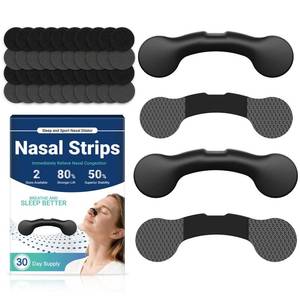 lot 848 image: Nasal Strips for Snoring Nose Strips for Breathing Enhanced Respiratory Efficiency Extra Strength Snoring Solution Nasal Dilators for Sleeping Improve Sleep and Exercise Quality - Black, 30 Count - Retail $31