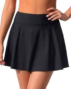 lot 851 image: Aqua Eve Women Swim Skirt Tummy Control Swimsuit Skirt High Waisted Bathing Suit  Black L - Retail $22