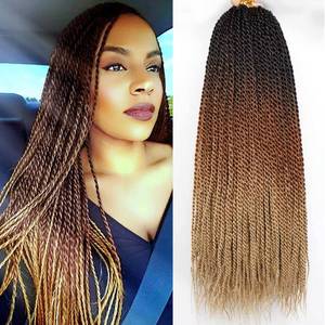 lot 855 image: VIOLET Senegalese Twist Crochet Hair For Black Women 18 Inch Long Pre Twisted Twist Crochet Hair 20 StrandsPack Pre-Looped Crochet Braids For Black Women 9 Packs Twist Hair - Retail $21
