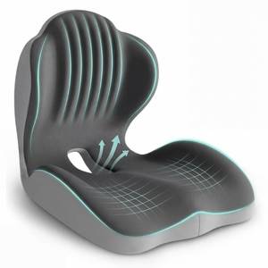 lot 865 image: Ergonomic Seat Cushion, Office Chair Seat Cushions with L-Shaped Integrated Design, Memory Foam Orthopedic Cushion with Coccyx Hollow, Lumbar Support & Tailbone Pain Relief for Long Sitting (Grey) - Retail $40