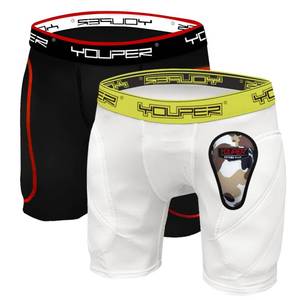 lot 868 image: Youper Boys Youth Padded Sliding Shorts with Soft Protective Athletic Cup for Baseball, Football, Lacrosse (WhiteBlack (2-Pack), Large) - Retail $62