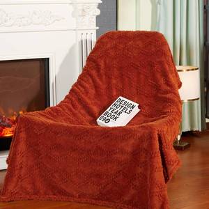 lot 879 image: BYKOSY Jacquard Boho Fleece Throw Blanket-Cozy Fluffy Soft Lightweight Fuzzy Fall Blanket for Sofa, Couch, Bed, Chair & Car, Gifts for Teen Girls, Women & Men, Home and Dorm Decor, Rust Red, 50 x 70 - Retail $1,913
