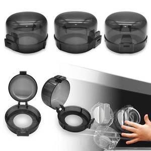 lot 886 image: TENGYYY Stove Knob Safety Covers 5-Pack - Childproof & Pet Proof Locks for GasElectric Ovens, Heat-Resistant Clear Guards, Easy Damage-Free Install (Transparent Black) - Retail $8
