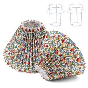 lot 888 image: 2pcs Pleated Lamp Shade, Modern Printing Flowers Lampshades for Table Lamps Floor Lamps, Barrel Lampshade Replacement for Bedroom, Cute Lamp for Living Room Home Office Decor - Retail $18