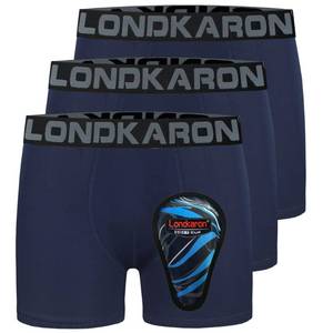 lot 901 image: Londkaron 3-Pack Youth Boys Stretch Boxer Briefs wSoft Protective Cup, Elite Boxer Jock for Baseball & Football (Medium, Navy) - Retail $24