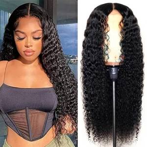 lot 902 image: JIE CARALL 26 Inch Deep Wave Lace Front Wigs Human Hair Pre-Plucked Glueless Curly Lace Frontal Wigs Wet and Wavy Natural Black Synthetic Human Hair Wigs for Women - Retail $24