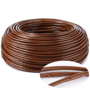 lot 912 image: Nuanchu 298 ft 14-inch Drip Irrigation Tubing Hydroponics Dripline with 9.8 Inch Emitter Spacing Blank Distribution Tubing Drip Line Watering for Garden Irrigation System Flower, Flexible(Brown) - Retail $35