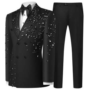 lot 936 image: Olibexley Mens 2 Piece Double Breasted Suits Slim Fit Tuxedo Jacket and Dress Pants Set for Wedding Business Prom Suits (US, Alpha, X-Large, Regular, Regular, Black) - Retail $114