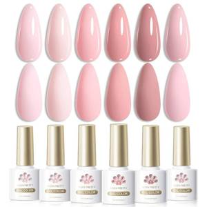 lot 944 image: Born Pretty Pink Gel Nail Polish 6 Colors,Soft Nude Pink Valentines Day Gift Nail Art Manicure DIY Salon Home - Retail $10