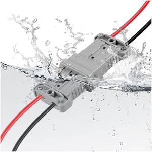 lot 946 image: micrl Ip68 Waterproof 50 amps 6-8 Gauge Battery Quick ConnectDisconnect, Ip68 Waterproof Jumper Cable Plug Connector Kit for Recovery Winch, Towing Systems(Grey) (50a) - Retail $17
