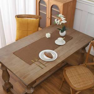 lot 978 image: Gernaice Solid Color Table Runner, Rustic Cotton Linen Farmhouse Table Runners for Dresser End Coffee Table Home Decor, 36 L X 13 W Coffee - Retail $7