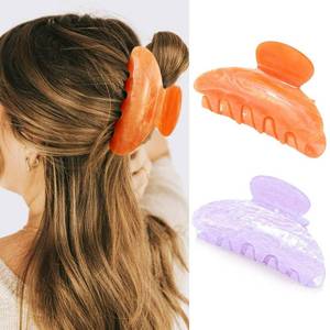 lot 979 image: Gortin Acrylic Claw Clips Medium Hair Clips Nonslip Hair Claw for Thick Hair Fancy Hair Accessories for Women (D-PurpleOrange, Free size) - Retail $8