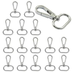 lot 984 image: HARSKIYER 16 Pack Swivel Lobster Clasps, 1 Inch Silver Lobster Claw Clasps for Keychains, Oval Ring Swivel Snap Hooks Metal Lobster Clips for Purse, Snap Tabs, Craft Making - Retail $9