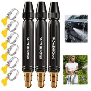 lot 997 image: Home High-Pressure Car Wash Water Gun with Booster Nozzle and Fixation, Generic High Pressure Water Gun, Adjustable Spray Settings, for Watering Vegetables, and Car Washing (3pcs) (Pagoda-shaped) - Retail $10