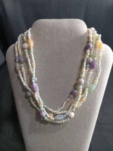 lot 6320 image: Multi-strand Beaded Necklace with Mixed Gemstone Beads