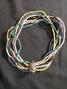 lot 6321 image: Multi-Strand Beaded Bracelet with Metal Clasp