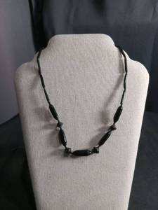 lot 6322 image: Black Beaded Necklace with Oval and Round Beads