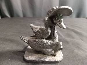 lot 6357 image: Micheal Ricker Pewter duck figurine.