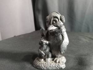 lot 6358 image: Micheal Ricker Pewter Ray & Cheryl Penguin and Rabbit.
