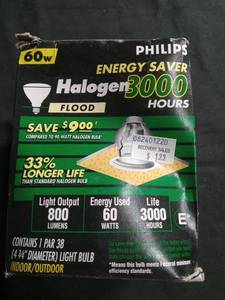 lot 6153 image: Philips Par38 Hallogen Spot Par Lightbulblamp 60w 3000 Hours Medium Base