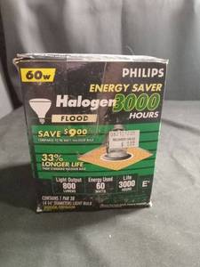 lot 6155 image: Philips 60W Halogen Flood Light Bulb PAR38
