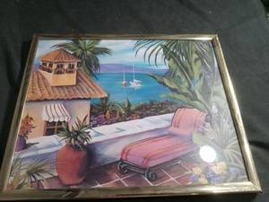 lot 6181 image: Tropical Coastal Scene Framed Art Print