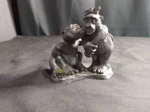 lot 6204 image: Micheal A. Ricker Handcrafted Pewter Chimpanzee Figurine - Numbered 9321500