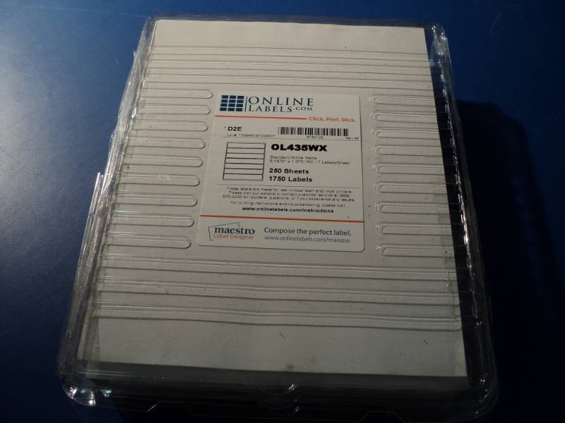 lot 4582 image: (1) package Online Labels Brand Labels, OL435WX, 7 labels per sheet, 250 sheets (1750 labels per package)