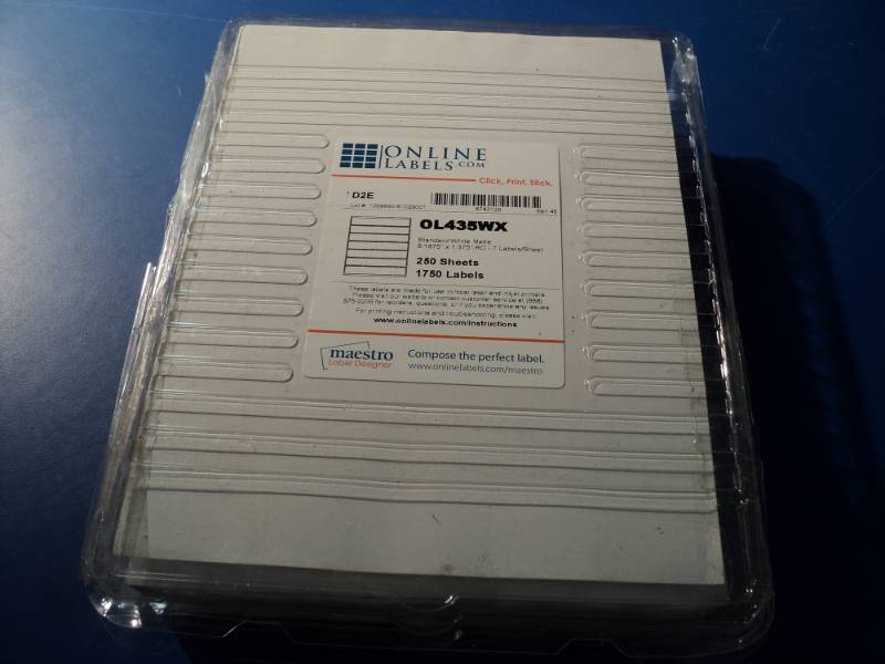 lot 4583 image: (1) package Online Labels Brand Labels, OL435WX, 7 labels per sheet, 250 sheets (1750 labels per package)