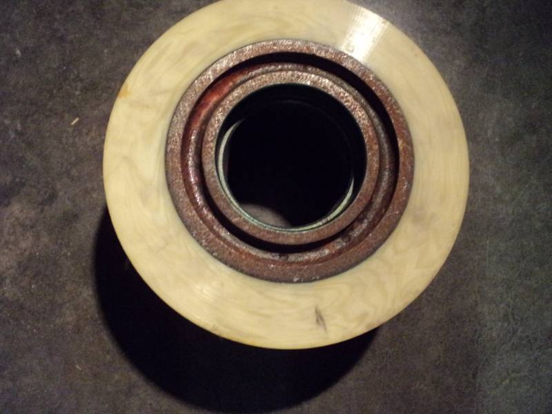 lot 4649 image: Clark Material Handling Wheel, 9 OD x 4-12 wide with 3-12 ID center hole, PN 2793182