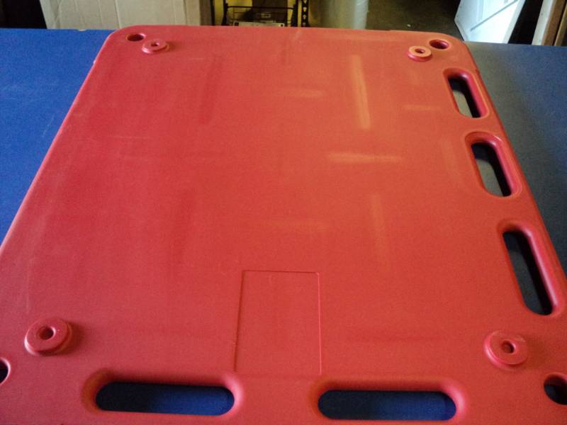 lot 4668 image: Plastic Board with Handles, 36 x 30 red