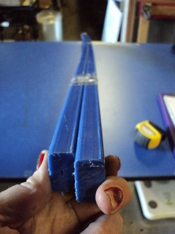 lot 4679 image: (2) pieces plastic bar stock, 63 x 1-14 x 34, blue