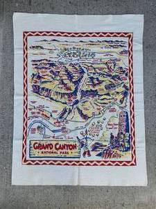 lot 74 image: Vintage Grand Canyon National Park Map Textile Tablecloth