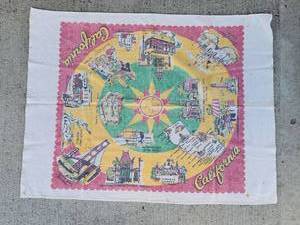 lot 75 image: 1950s California Souvenir Linen Cloth Map Disney MCM