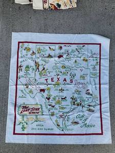 lot 76 image: Texas Lone Star State Souvenir Cloth Map 1950s