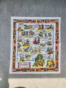 lot 79 image: New Mexico Land of Enchantment Souvenir Cloth Map 1950s