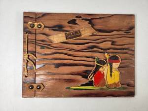 lot 85 image: Southwestern Style Burned Wood Photo Album Vintage
