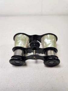 lot 110 image: Binoculars Mother of Pearl Inlay Black Metal Frame