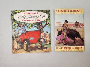 lot 135 image: Sinclair Early American Car Stamp Album with Bullfight Book Lot