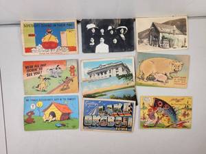 lot 142 image: Lot of 9 Postcards Mix Greeting Humor Photography Lake Orchard Iowa Vernfield Vintage