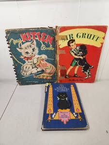 lot 143 image: 3 VintageAntique Childrens Books My Kitten Book Sir Gruff The Woolly Dog The Cat Whose Whiskers Slipped