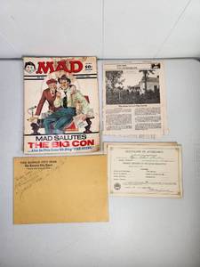lot 148 image: Mad Magazine No. 171 December 1974  Kansas City Star envelope  postcard  certificates